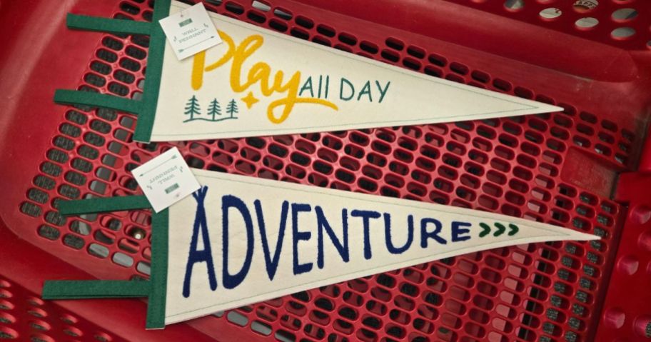 two wall pennants in cart in store