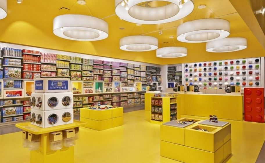 the interior of a LEGO store
