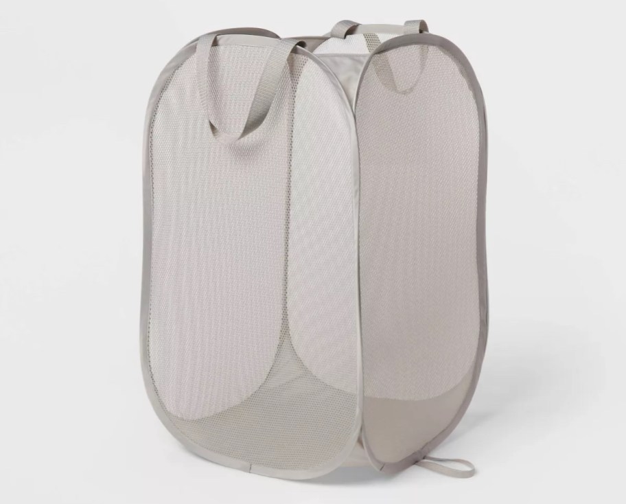 stock photo of gray pop up hamper